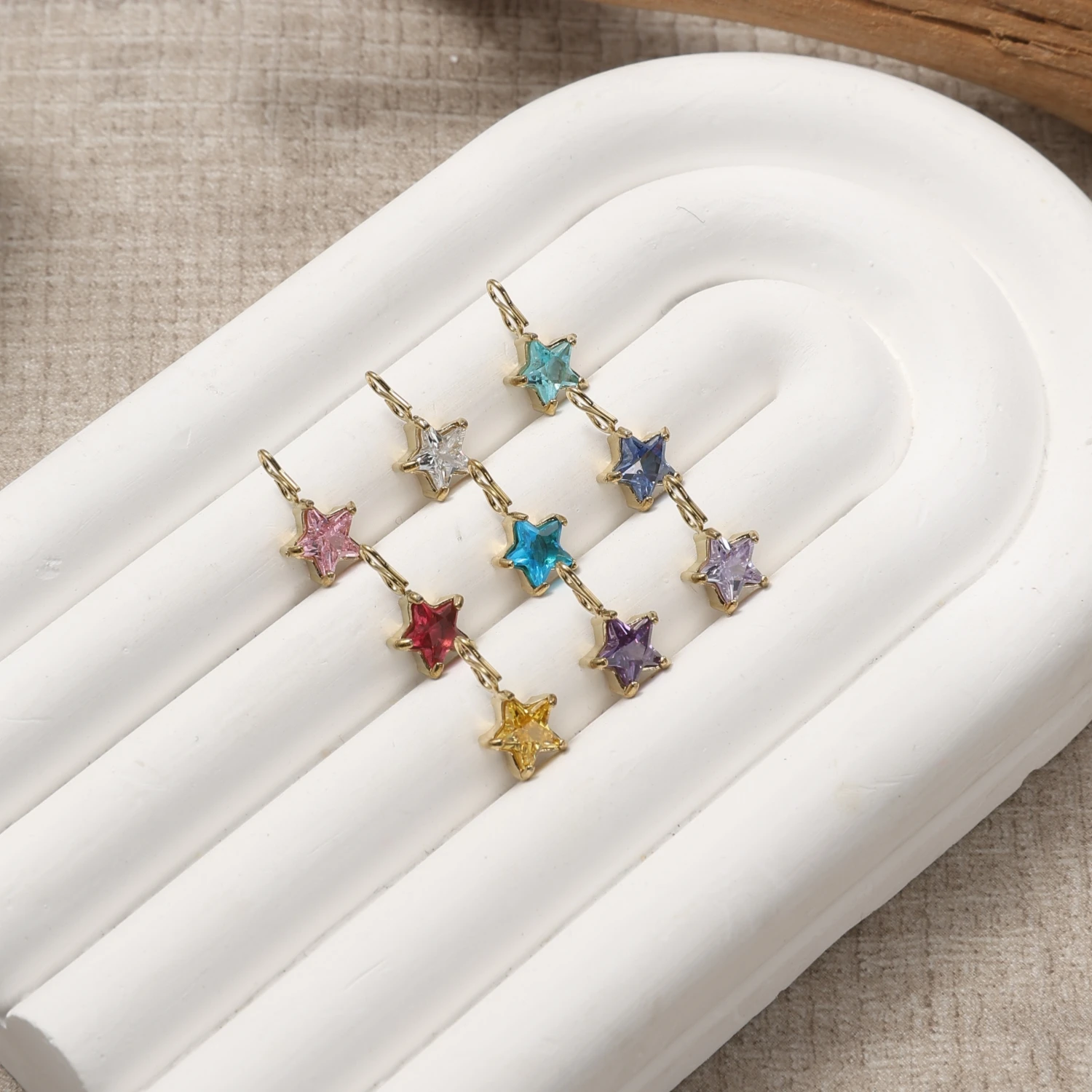 Luxuriöse 18K Vergoldete Stern-Zirkon-Anhänger Mini Kristall-Pentagramm-Anhänger für DIY Ohrringe Halsketten Schmuckherstellung Zubehör – Detail 2