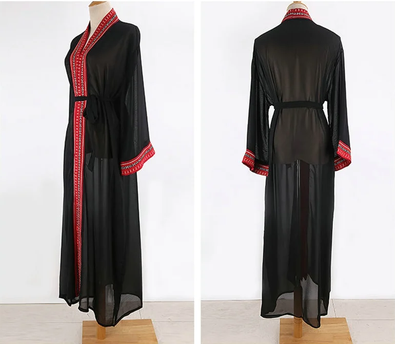 

Beach Sun Protection Cardigan Woman Bikini Outer Cover Swimsuit Outerwear Women Chiffon Embroidered Cardigans