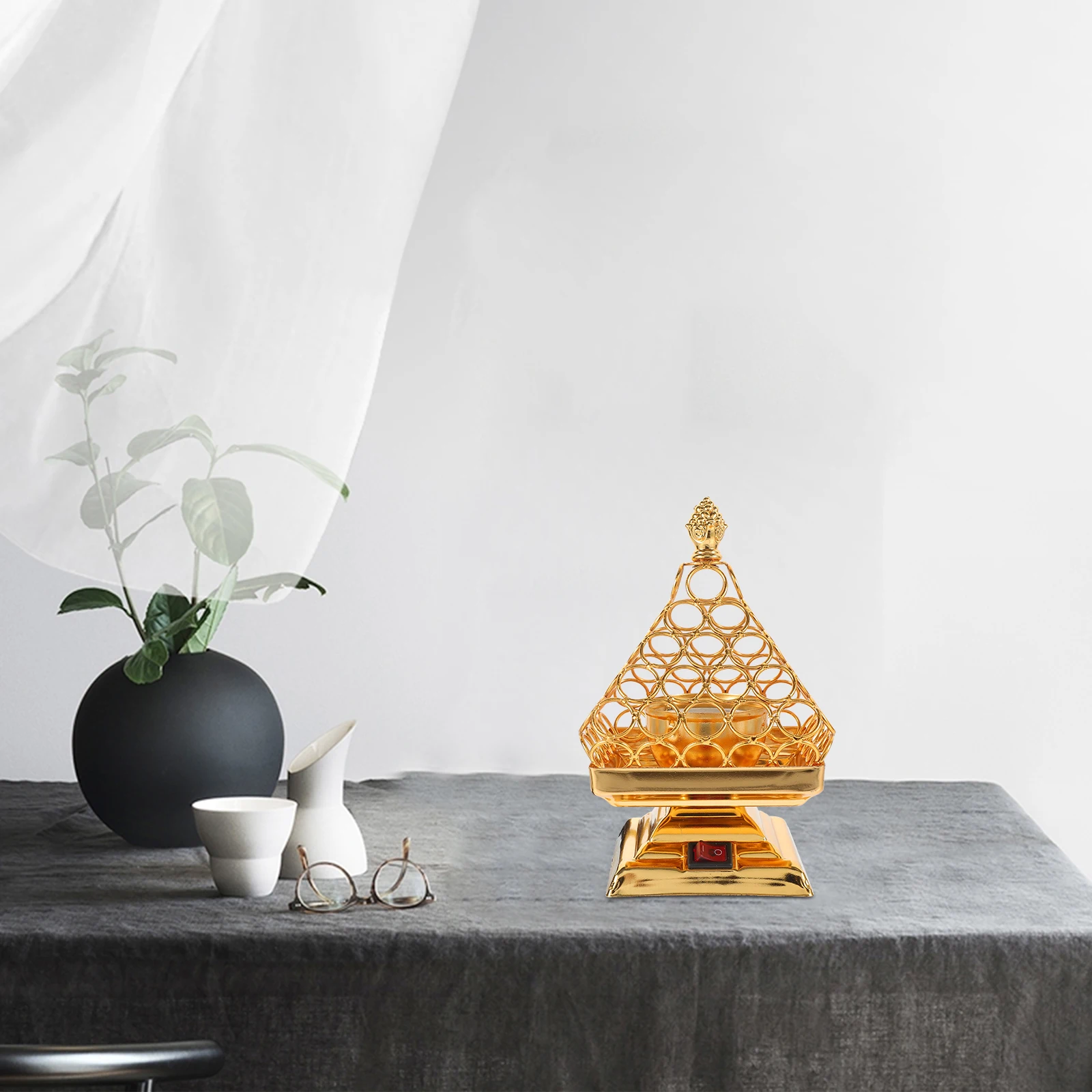 

Electric Incense Burner Plug In Decorative Resin Bakhoor Home Small Golden Vintage Portable Censer Holder Retro