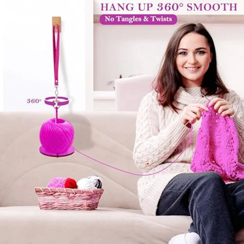 Soporte de hilo de venta superior, paquete de 2 hilos de muñeca portátiles para ganchillo y tejer, soporte de bola de hilo para bola de hilo grande o pequeña