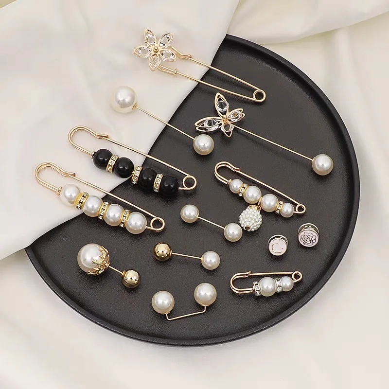 Brooch Set Big Beads Fashion Clothing Brooches for Women Pearl Lapel Pin Sweater Dress Brooch Pins Badge Buckle Accessories