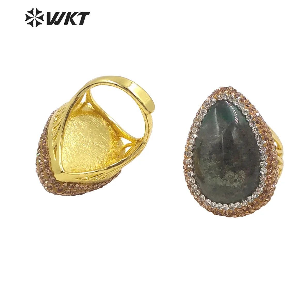 WT-R434 WKT 2022 High-quality luxury ring Labradorite&rhinestone Attractive style gold-plate women Rings trend