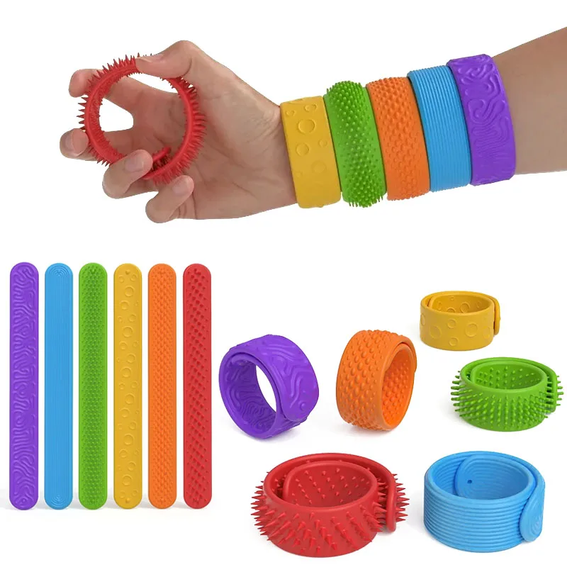 Lot de 6 Bracelets sensoriels en Silicone, Jouet Anti-Stress | Jouet sensoriel anti-stress pour enfants à partir de 3 ans, idéal pour les personnes atteintes de TDAH Lot de 6 Bracelets sensoriels en Silicone, Jouet Anti-Stress | Jouet sensoriel anti-stress pour enfants à partir de 3 ans, idéal pour les personnes atteintes de TDAH