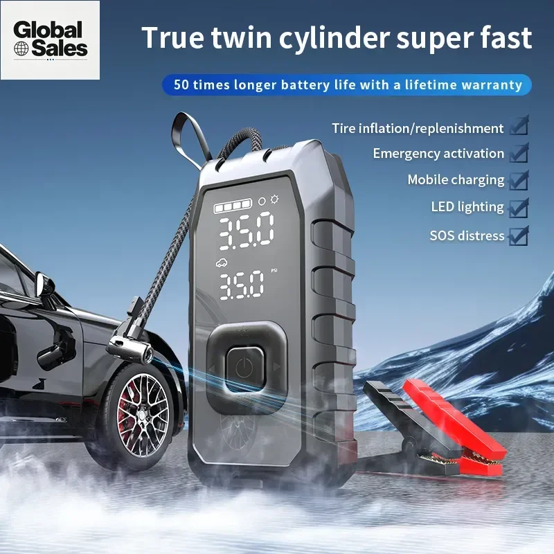 Dual 25-Cylinder 8000A Car Emergency Start Power Supply and Air Pump All-in-One Machine