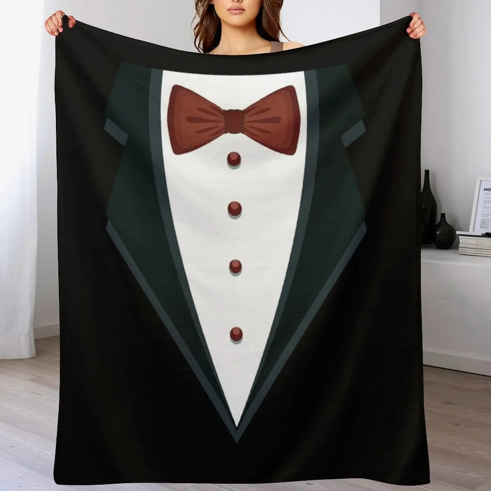 

BLACK TRENZ BOW TIE FUNNY TUXEDO T-SHIRT Throw Blanket Picnic Bed Soft Plush Plaid Blankets