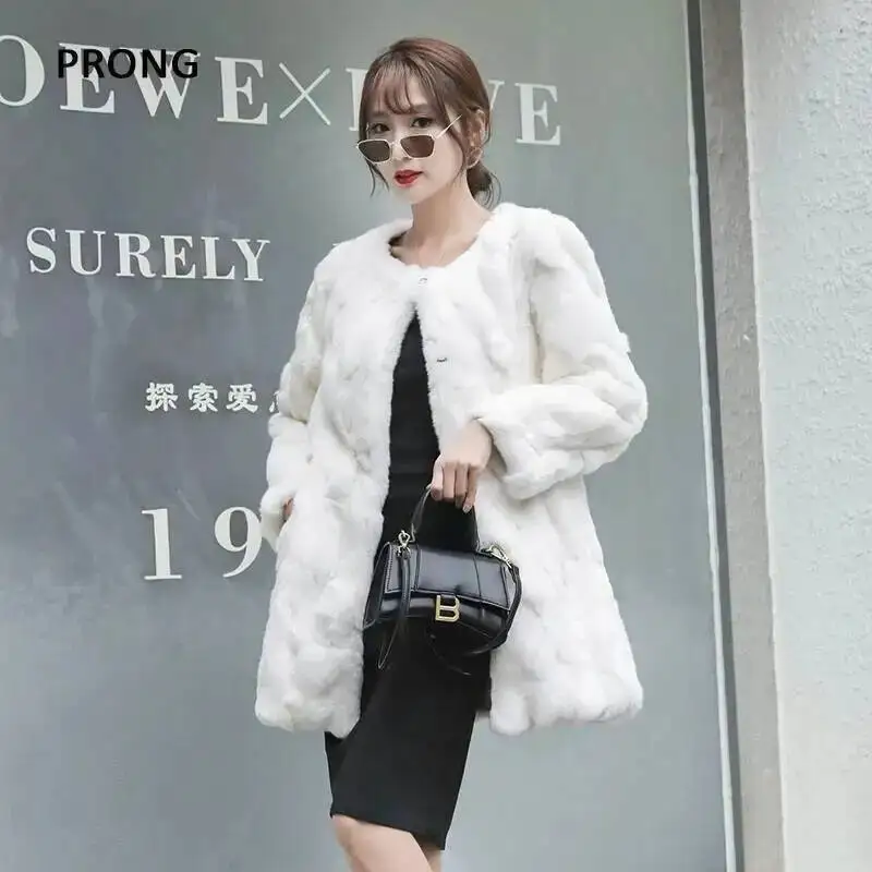 Natürliche Kaninchen Pelzmantel Frauen Winter Jacken Lange Lose Größe Echt Pelzmantel Pelzigen Dicke Warme Frau Kleidung