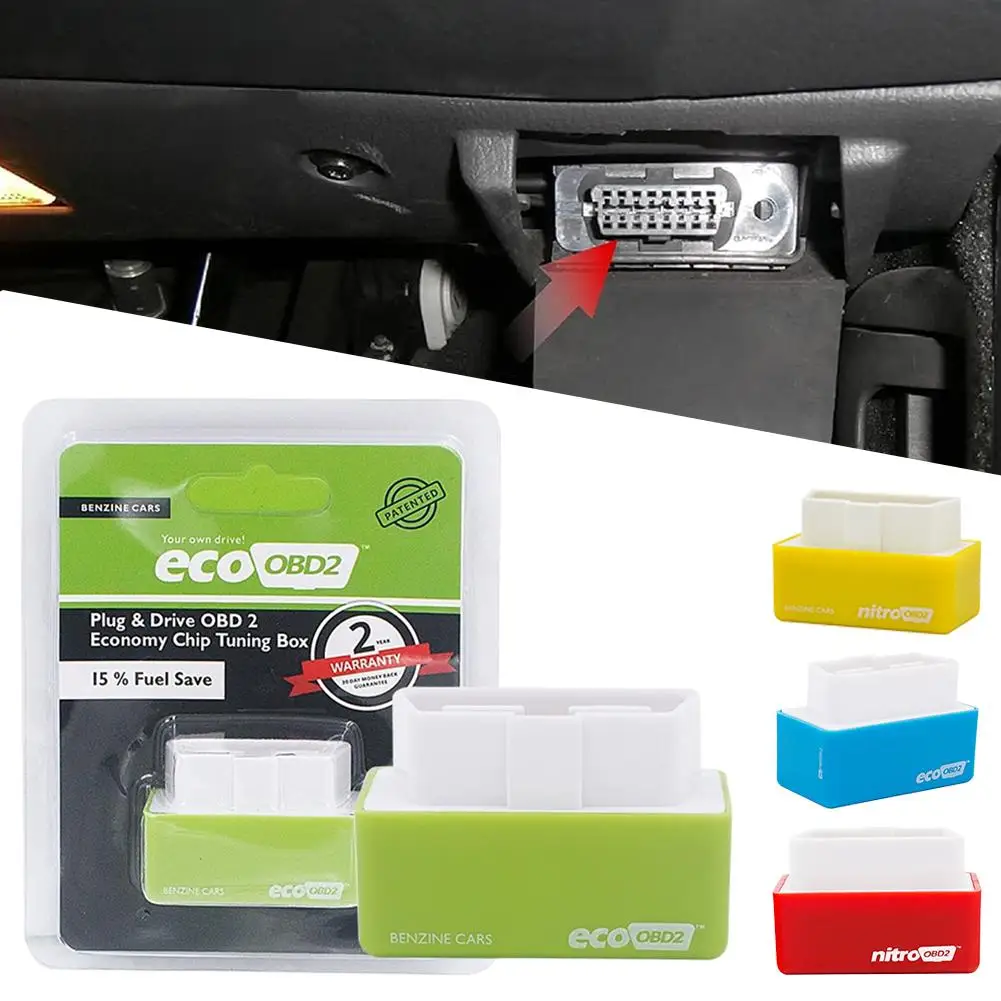 Dispositivo Ahorrador de Combustible para Autos Diésel, Chip Tuning Box Nitro/Eco OBD2, Ahorra un 15% de Gasolina
