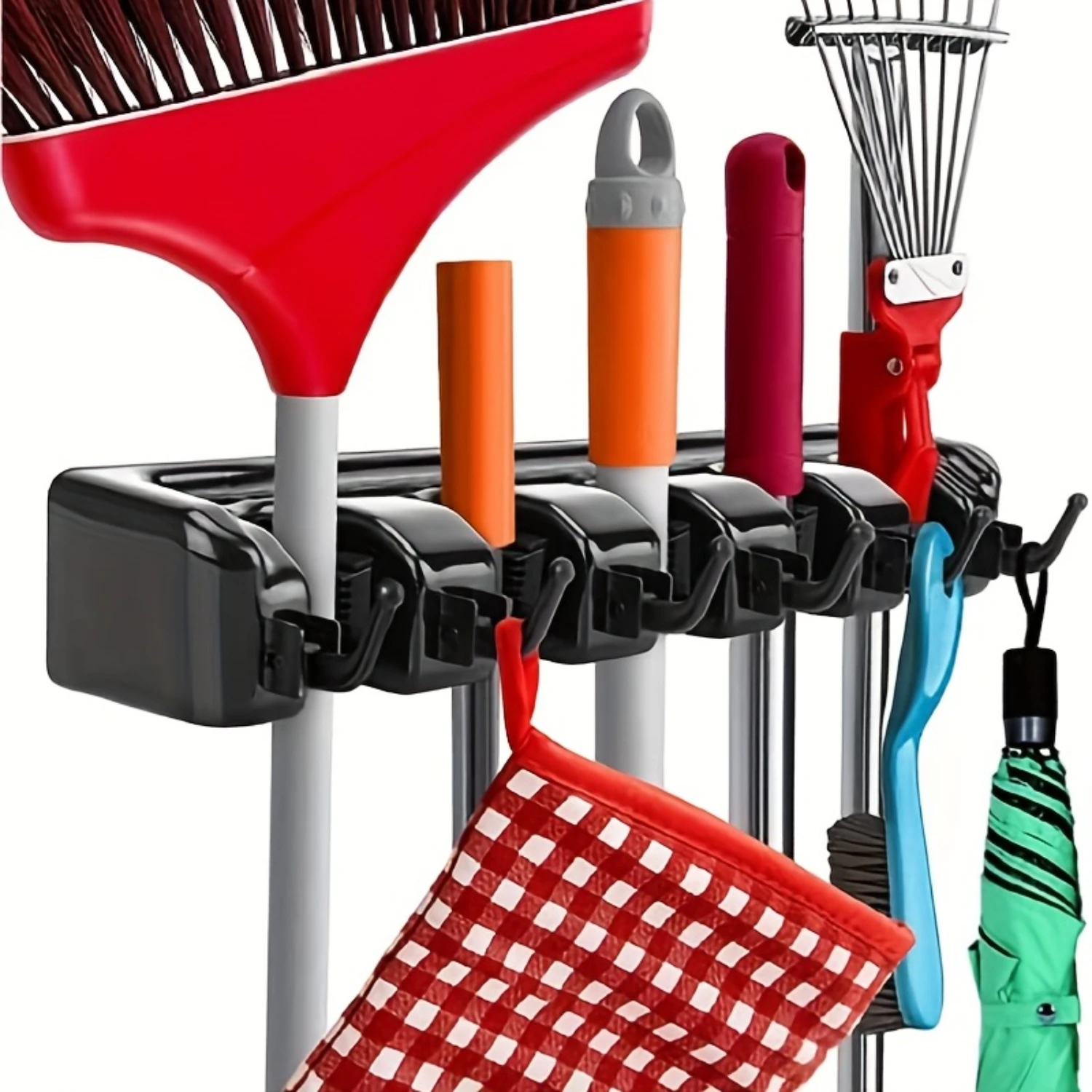 1pc Mop And Broom Holder Wall Mount, Heavy Duty Broom Garden Tool Organizer, Mop Hanger Cleaning Supplies Organizations Rack F
