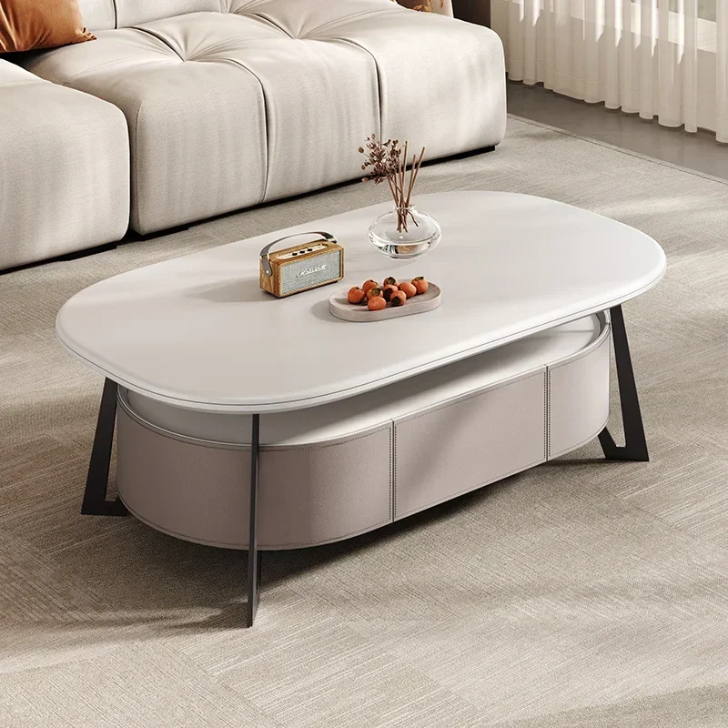 

AAMinimalist Technology Stone Coffee Table Set New Technology Stone Top Large Capacity Storage