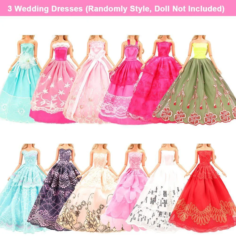 36pcs Doll Decorative Skirt Polyester Fairy Collection Clothes Mini Doll Dress Up Set Random Style for Girls Gift Accessories