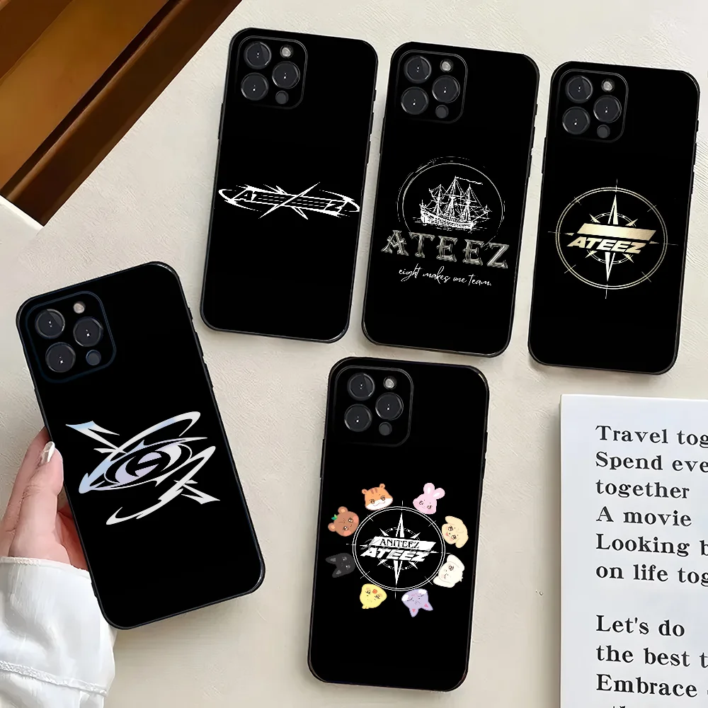 

1 шт., силиконовый мягкий чехол для телефона с логотипом Singers A-ATEEZ для iPhone 16, 15, 14, 13, 12, 11 X XR Plus Pro Max Plus