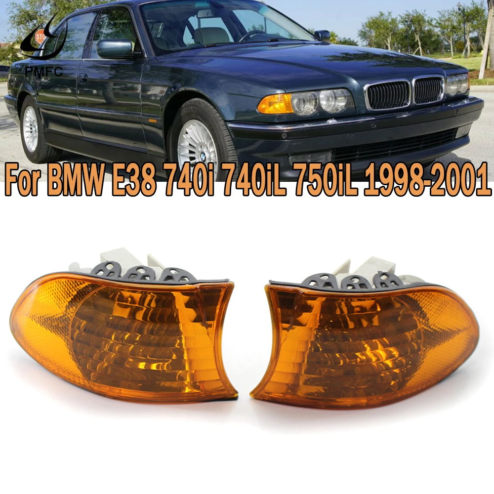 PMFC Amber Lens Cover Front Turn Signal Corner Light With No Bulbs For BMW For BMW 750iL 740i 1998 1999 2000 2001 63138379108