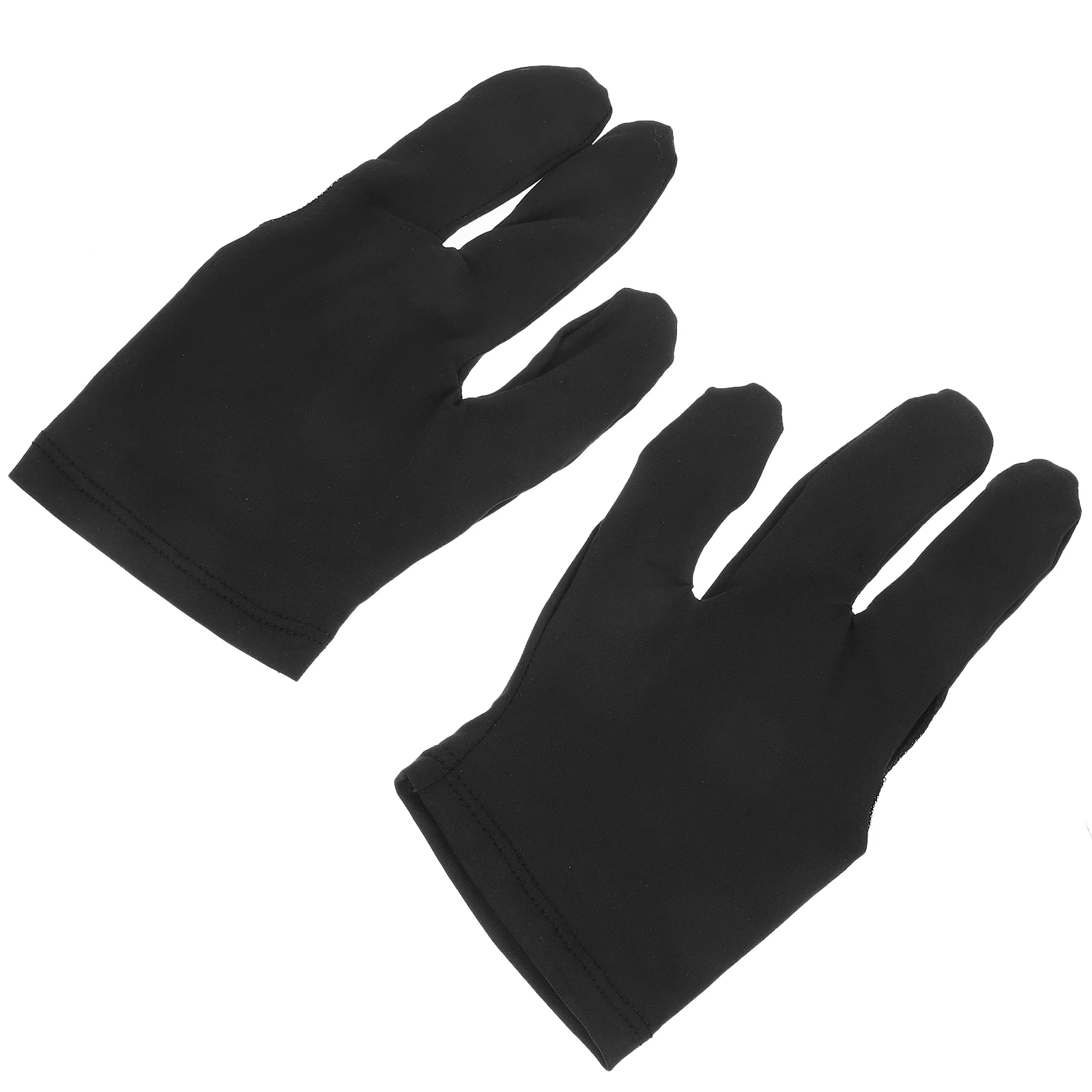 2 Pcs Billiards Balls Cue Glove Three Finger Accessory Snooker Mittens Black Child