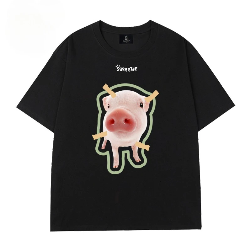 تي شيرت أصلي لطيف على شكل أصبع برقبة دائرية وأكمام قصيرة للرجال والنساء تي شيرت 2026 صيفي للأزواج ملابس عالية الشارع يجب اقتناؤها