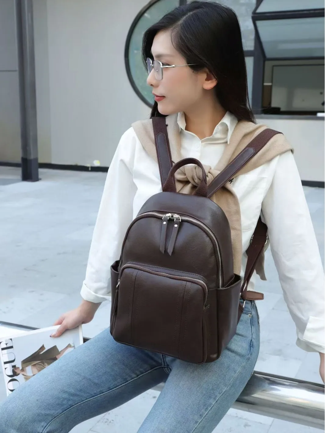 Luxury Desig Top grain Genuine Leather Women Backpack Large Capacity Men's Travel Casual backpacks Double Shoulder Strap Bag 배낭