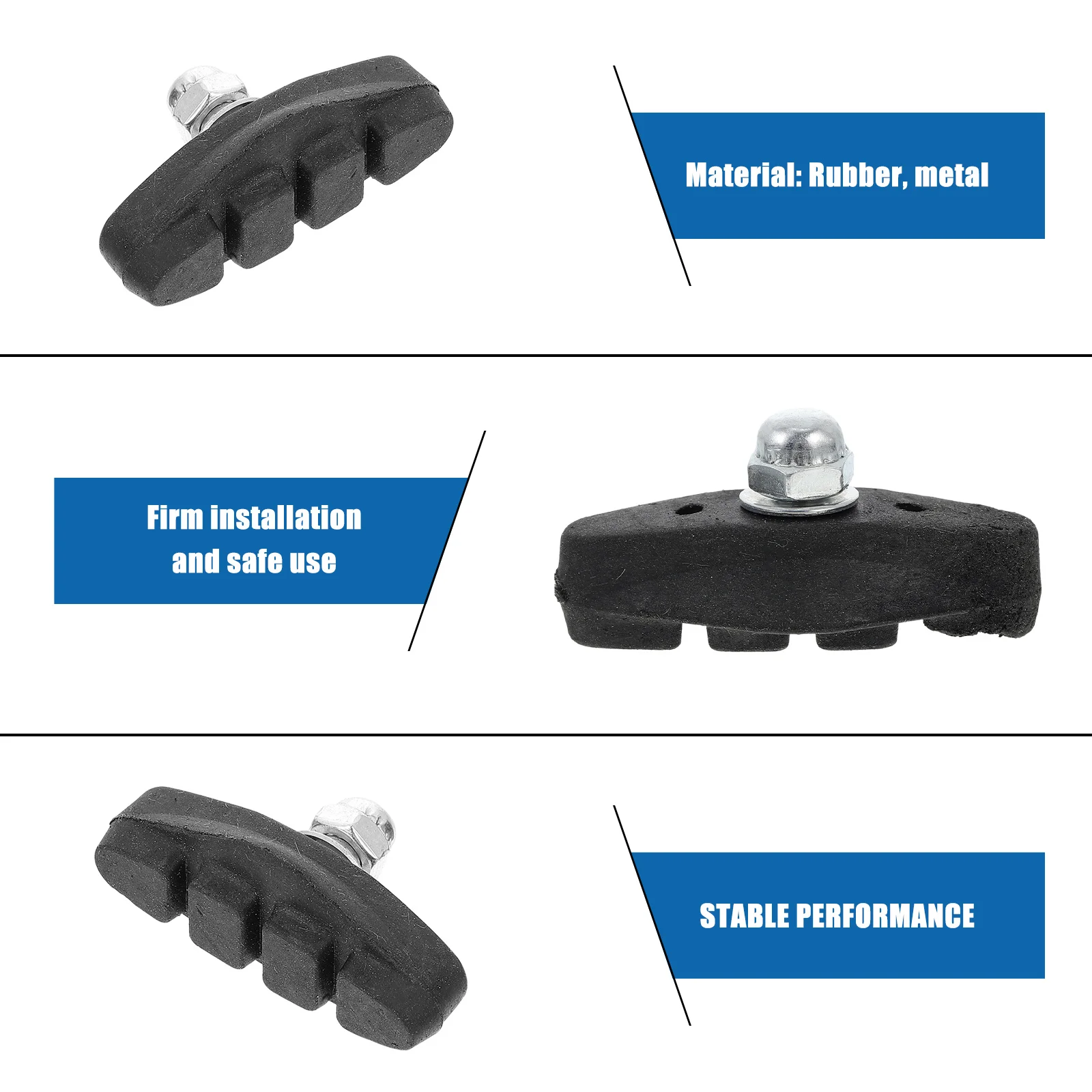

10Sets Bike Brake Pads Caliper Dual Compound Rubber Metal Blocks Durable Anti-Slip Rain Road Cycling Accessories