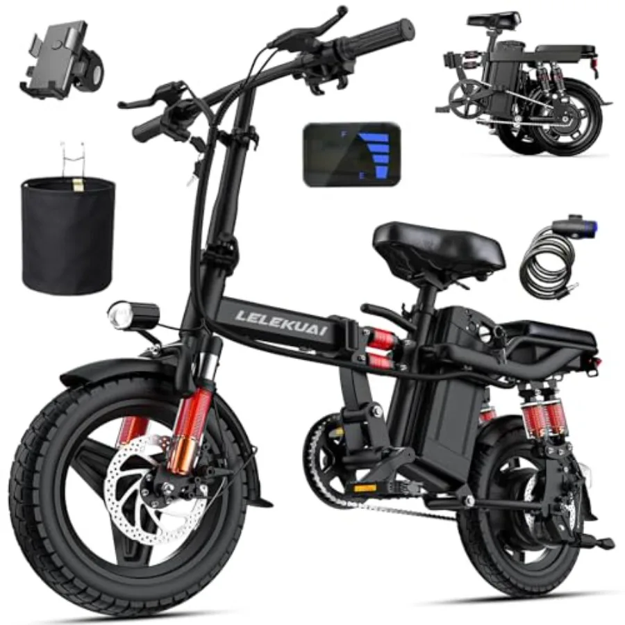 

City commuter e-bike for adults: aluminum frame black 20-35MPH speed 560W-2000W peak motor 30-55 miles range removable waterpro