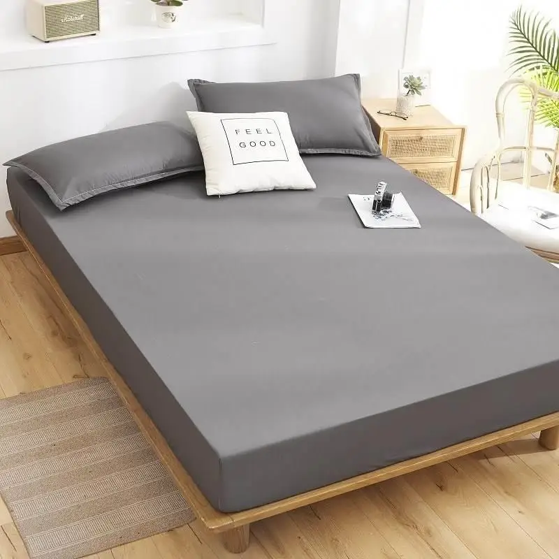 Simple Washed Cotton Bedding Cover Single Piece .8m .5m Mattress Protector Quiltable Polyester Fabric  Color Design