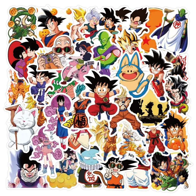 50pcs Anime Dragon Ball Graffiti Stickers Water Cup Suitcase Laptop Mobile Phone Car Skateboard Refrigerator Decorative Stickers