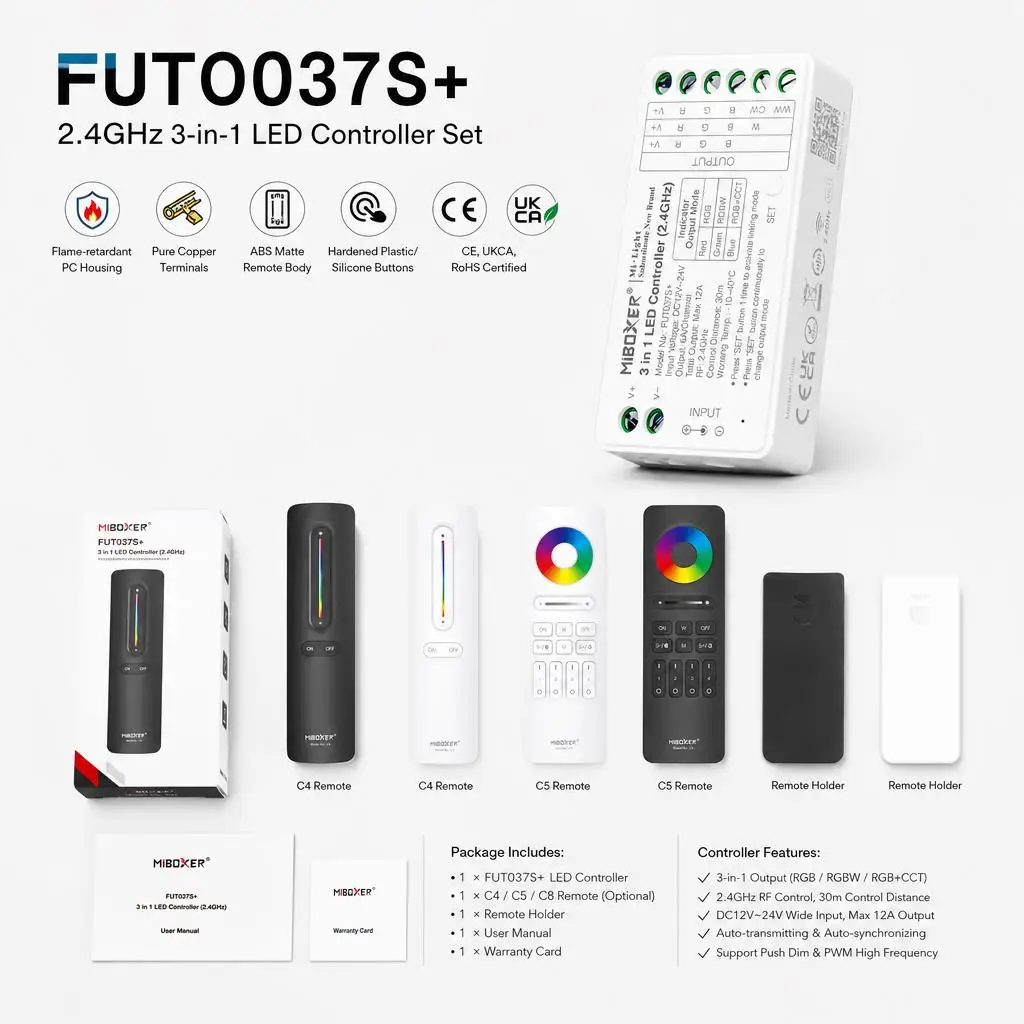 miboxer-dc12-24v-fut037s-c4-c5-c8-controlador-de-intensidade-para-fitas-de-led-rgb-rgbw-rgb-cct-cob-com-tecnologia-pwm-inteligente-3-em-1-e-rf-de-24-ghz