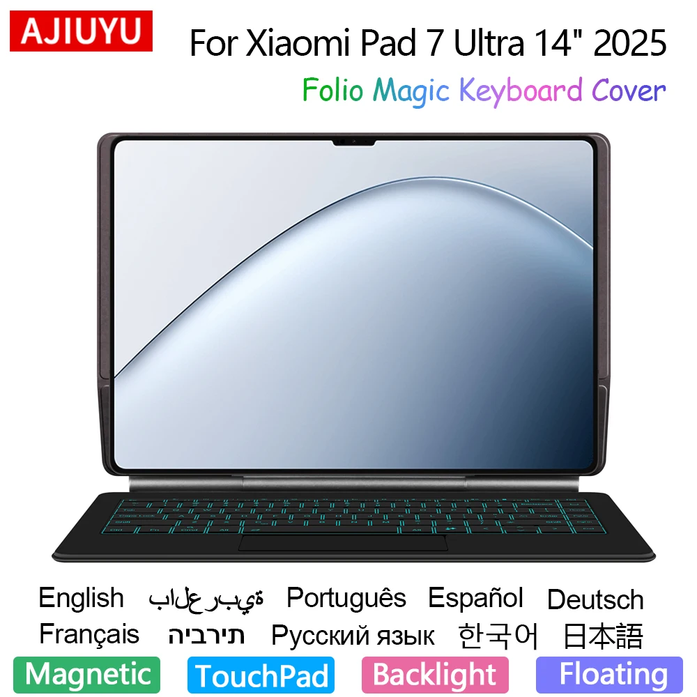 

AJIUYU Smart Magic Keyboard Folio For Xiaomi Pad 7 Ultra 14" Mi Pad 7 Ultra 2025 Case Magnetic Floating Design Trackpad Keyboard
