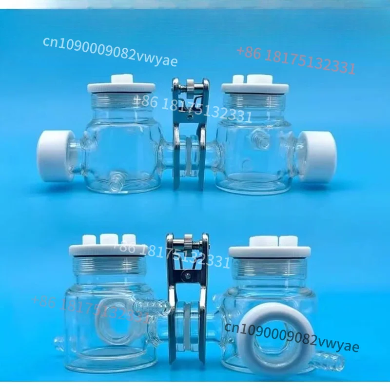 H-type temperature-controlled double-sided photochemical cell, replaceable film double-channel quartz light window