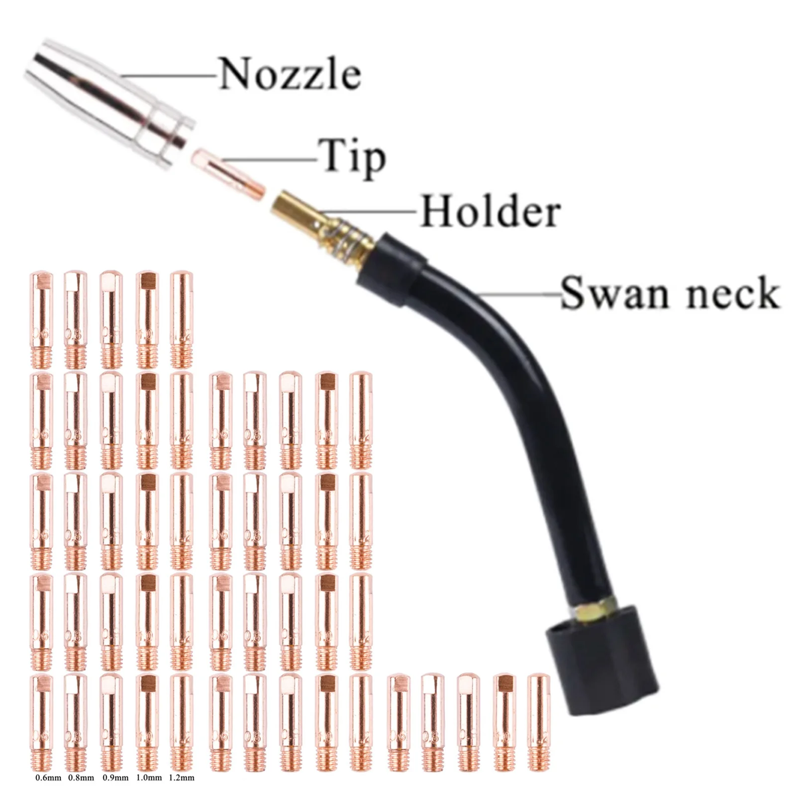 

10pcs MB15 15AK Contact Tip Welding Nozzles M6 Welding Torch Power Nozzle Protective Nozzles For Rilon Riland Jasic Welding Part