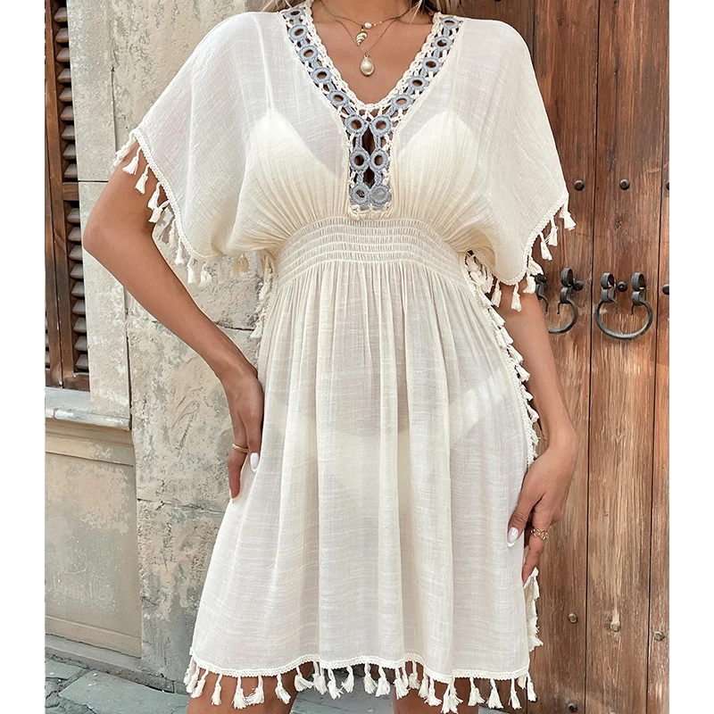 فستان نسائي كاجوال شفاف، ملابس شاطئ ذات طراز عادي، تصميم مريح وخفيف الوزن، مثالي للارتداء اليومي والسفر