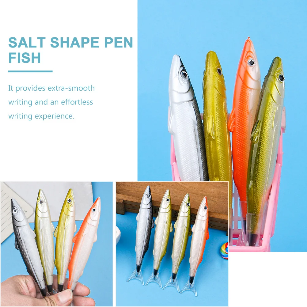 4 Pcs Pens Novelty Signature Salted Fish Ballpoint Fishing Party Decorations Cartoon Fine Gel