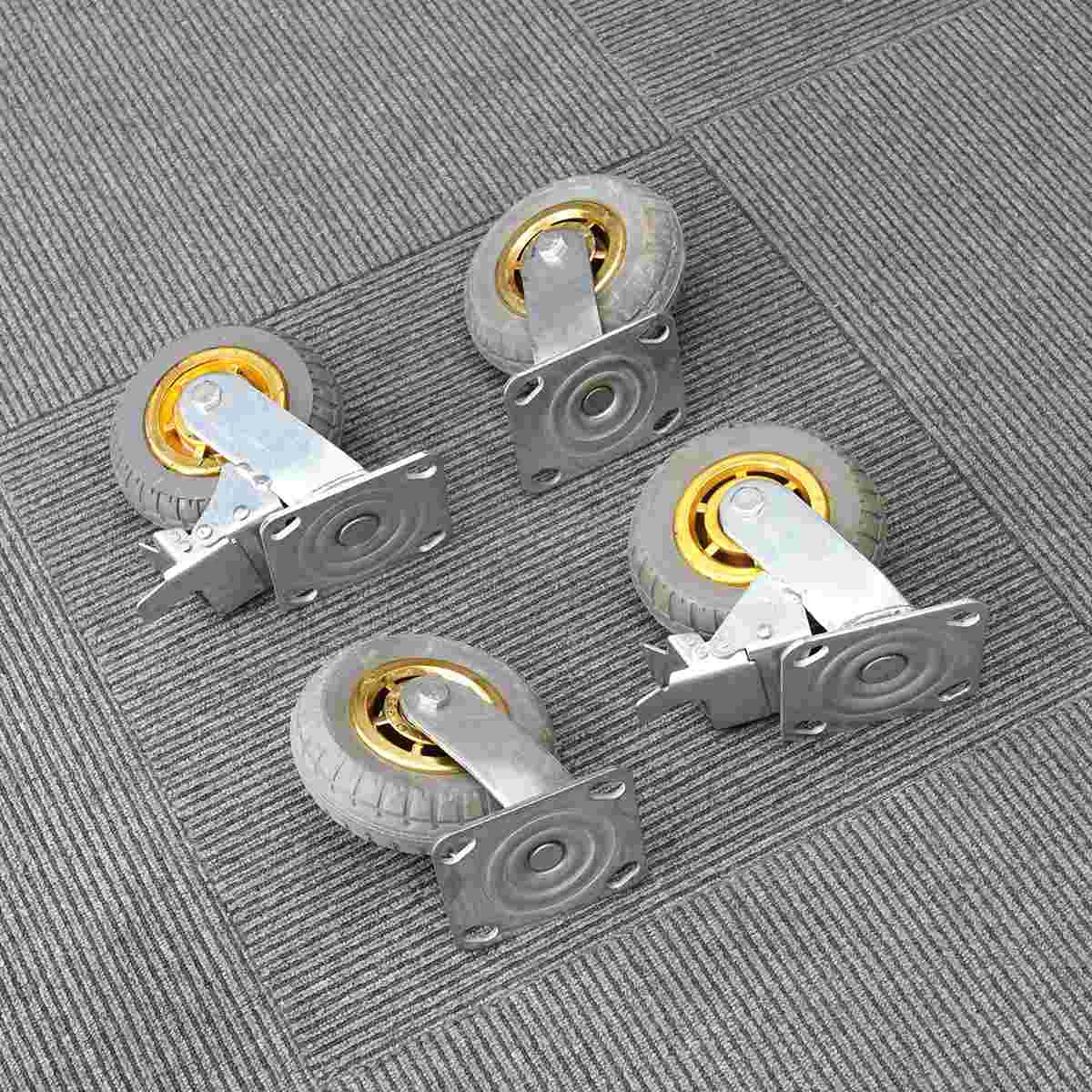 

4 Pcs Heavy Furniture Wheels Sliding for Load Caster Chair Castor Swivel Casters Brake Rubber Industrial Steel Small Table