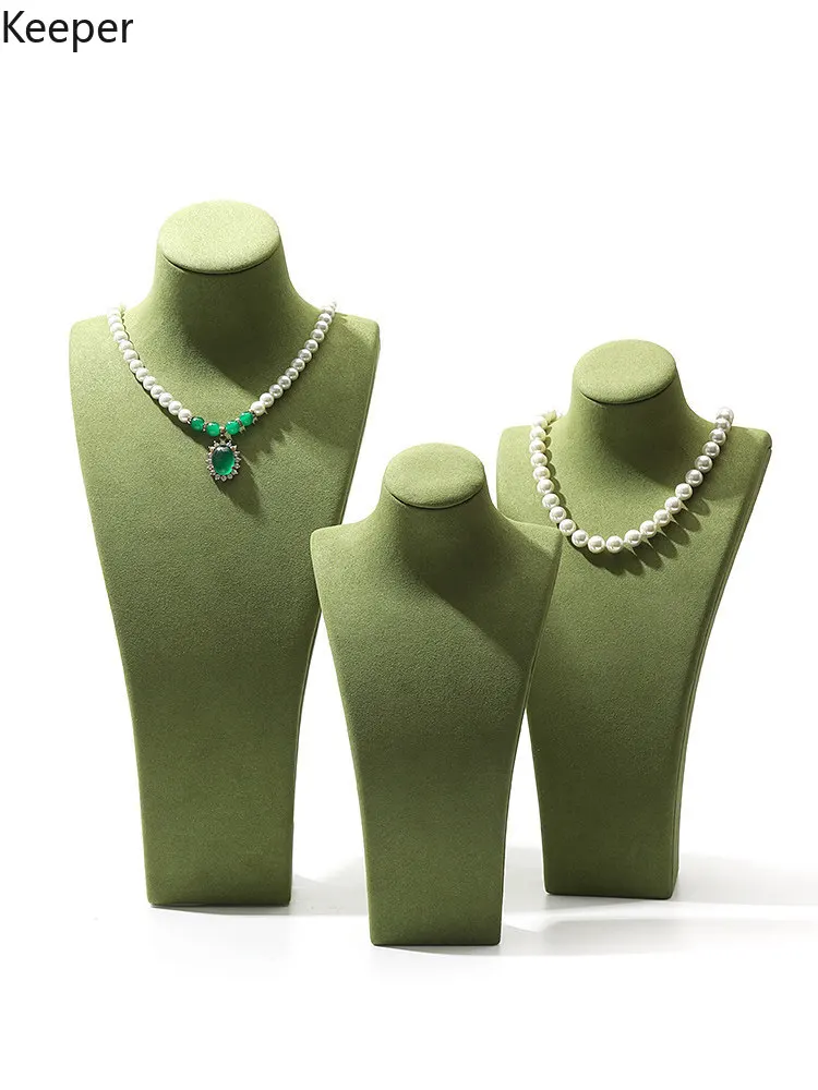 Luxury Mannequin Neck Form Stand, Microfiber Necklace Display Rack, Live Show Prop & Store Counter Organizer