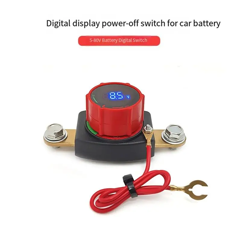 ABWZ-Car Battery Cut Off Switch Side Post 12V 300A Led Voltage Display Negative On/Off 3/8