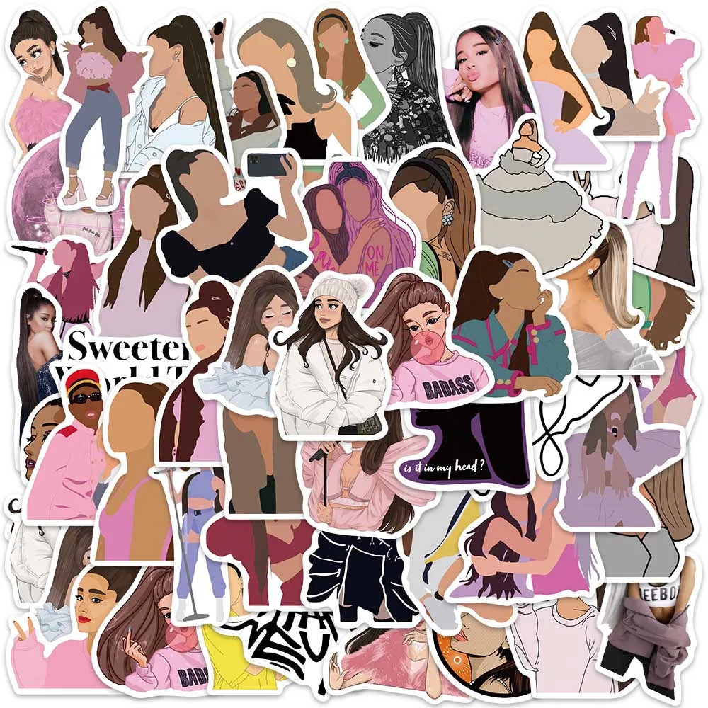 Autocollants DIY de la chanteuse Ariana Grande INS, 50 pièces, stickers, style graffiti, pour ordinateur portable, bagages, coque de téléphone, scrapbooking exquis