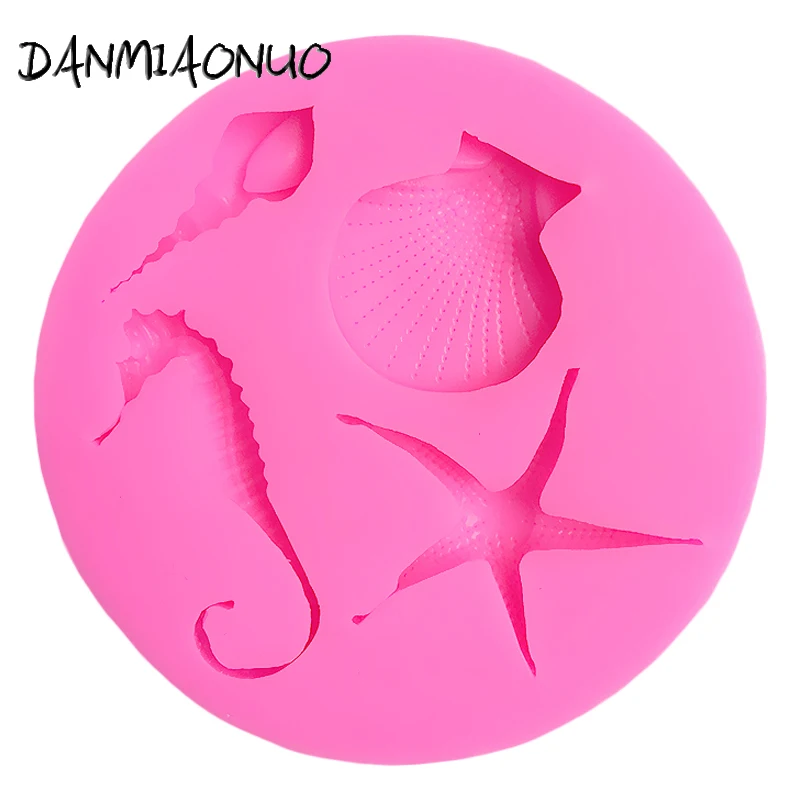 DANMIAONUO A0578030 Seahorse Starfish Mini Cupcake Cake Tools Decorating Taart Decoratie Stampi Silicone Dolci