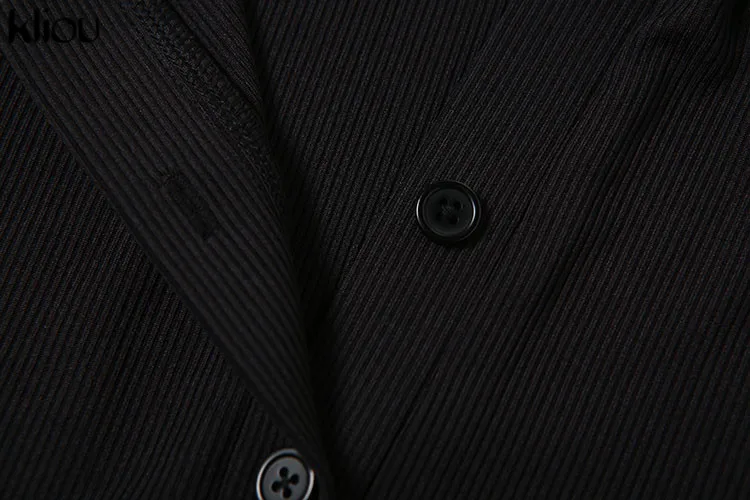 Kliou Elegante Büro Dame Maxi Kleid Frauen Solide Mode drehen-unten Kragen Kurzarm Taste Seite Schlitz Körper-gestaltung Straße Robe – Detail 8