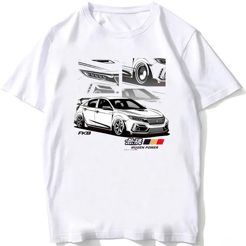 

Мужская и женская мотоциклетная футболка Honda, новинка лета Civic Type R EG6, логотип автомобиля, круглый вырез, модный топ с короткими рукавами в стиле панк