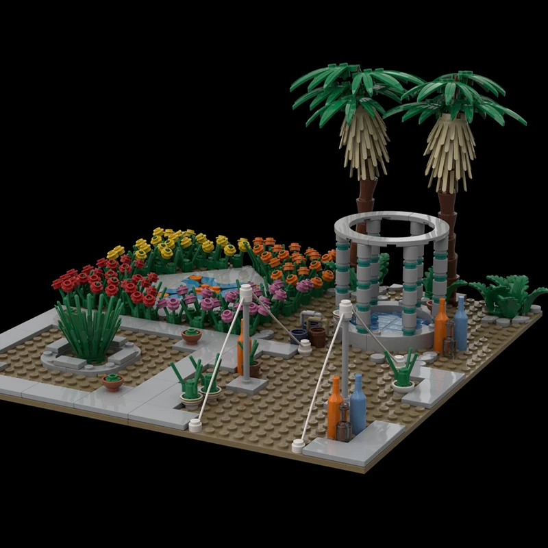 

440 шт. MOC старый фонтан и сады модульная площадь DIY образовательные строительные блоки сборка игрушки для детей подарок на день рождения