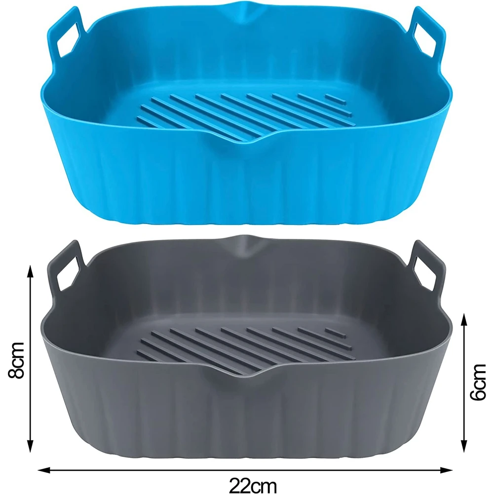 2 szt. Duża frytownica silikonowa wkładka garnek wielokrotnego użytku kosz do frytownicy powietrznej ciepło nieprzywierające wkładki do frytownicy maty miska