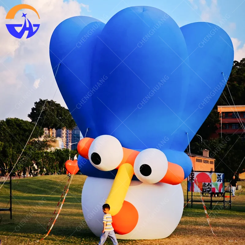 Large Inflatable Cartoon Blue Badminton Prop - Customizable Decor for Outdoor Lawn Sports Event Promotion