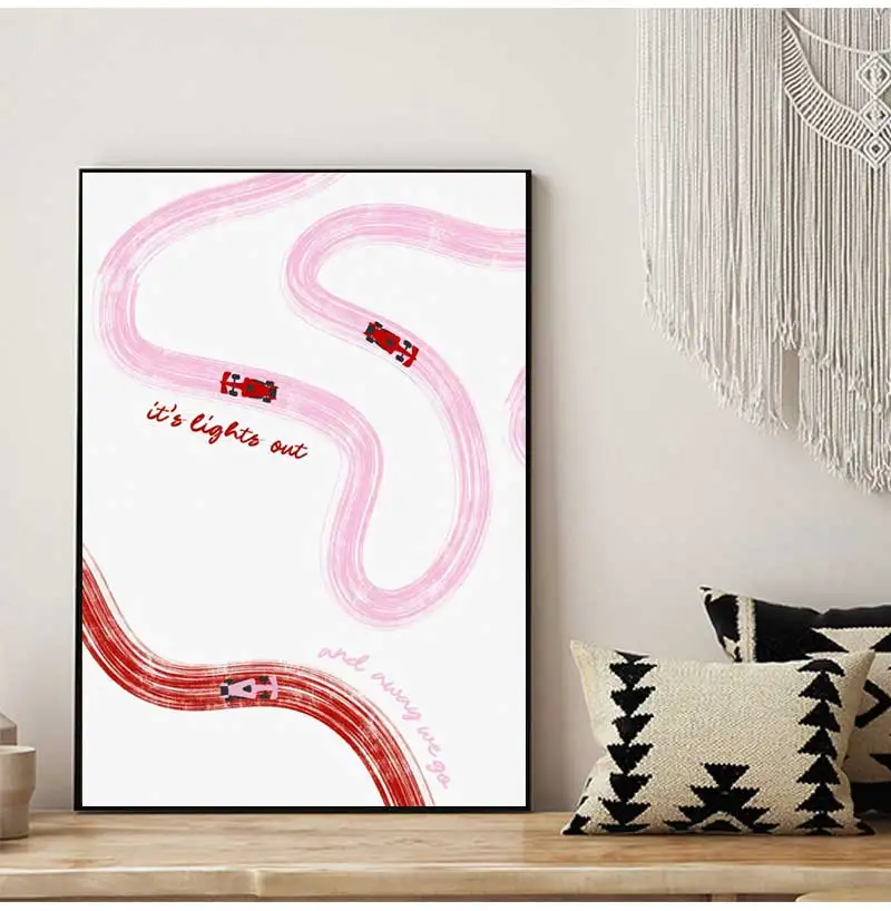 Trendy Racing Car 2026 Grand-prix Motorcade Circuit Track Aesthetic Canvas Poster Printed Wall Art Pictures Home Decor Gift