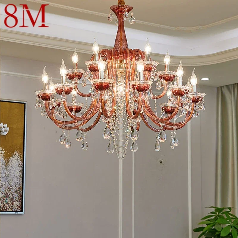 

8M Luxurious Style Crystal Pendant Lamp European Candle Lamp Art Living Room Restaurant Bedroom Villa Chandelier