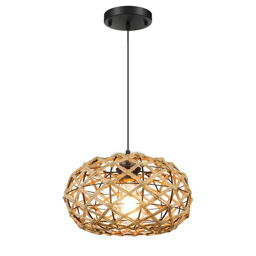 

Rattan Pendant Light Boho Woven Chandelier Hanging Lamp with Basket Hanging Light Fixture for Bedroom Living Room Dining Room