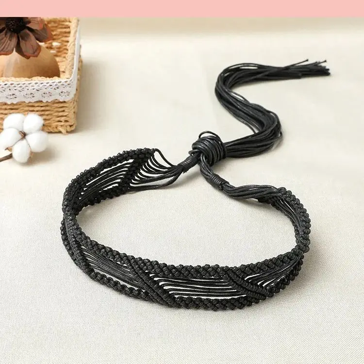 2024 Braided ethnic style skirt band Bohemian style wax cord Full DIY braided ladies belt