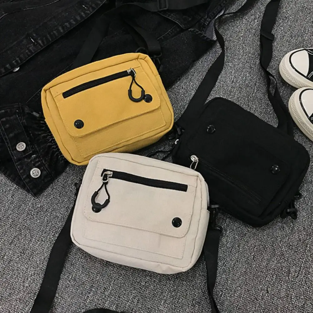 Fashion Pure Color Canvas Shoulder Bag Zipper Canvas Mobile Phone Bag Multifunctional Casual Tote Handbag Student image 3