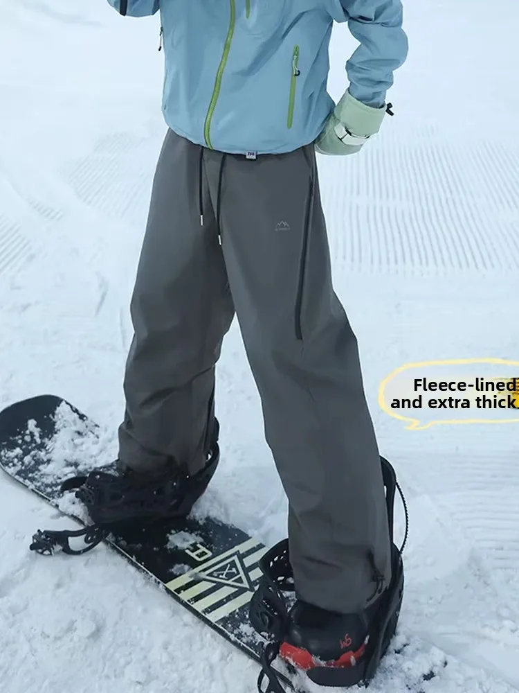 

Мужские уличные зимние брюки для сноуборда, ветрозащитные водонепроницаемые теплые брюки на подкладке с глубокими глазами, лыжные брюки с одной доской