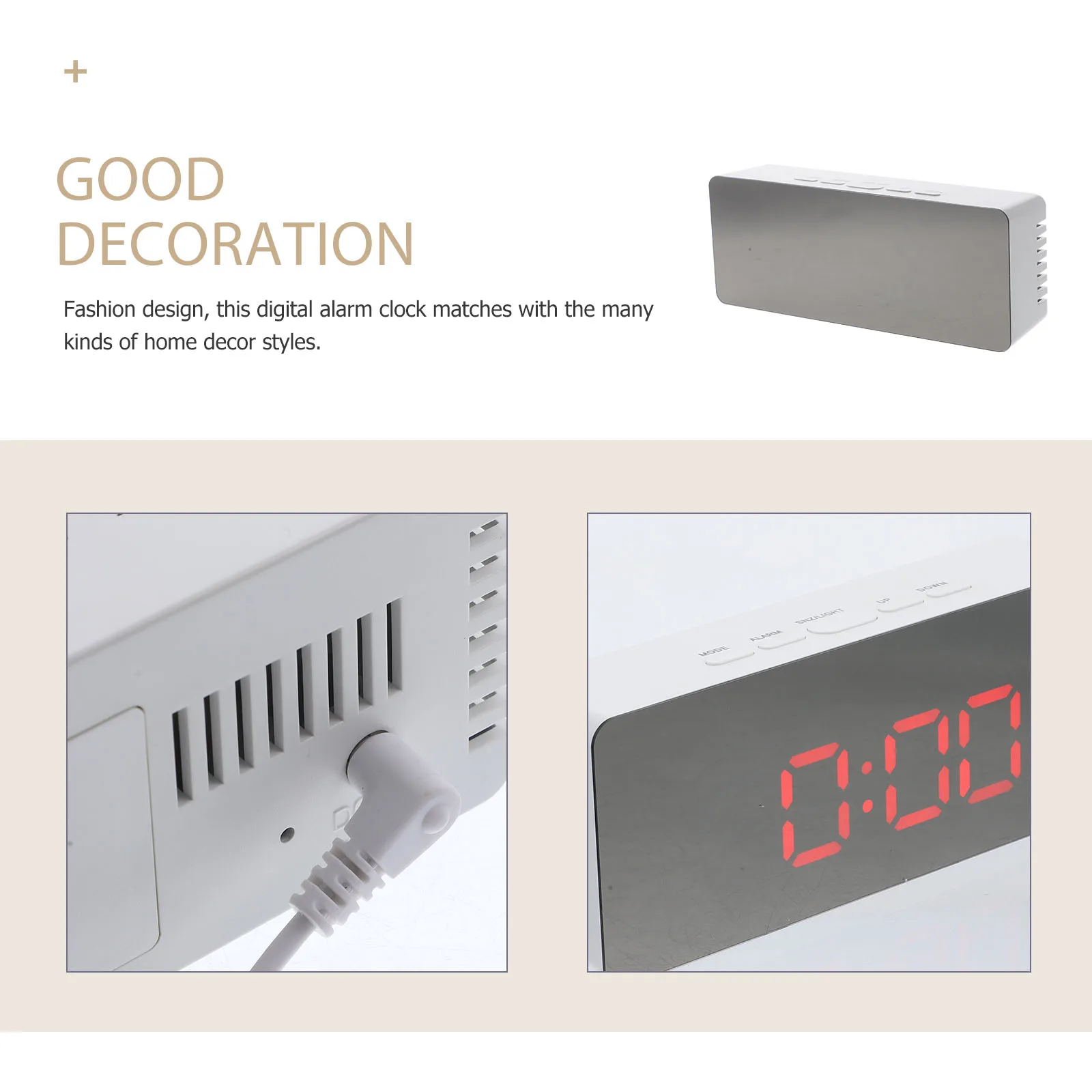 

Digital Mirror Alarm Clock Led Display Modern Desktop Clock For Bedroom Home Decor Large Screen Functional Indoor