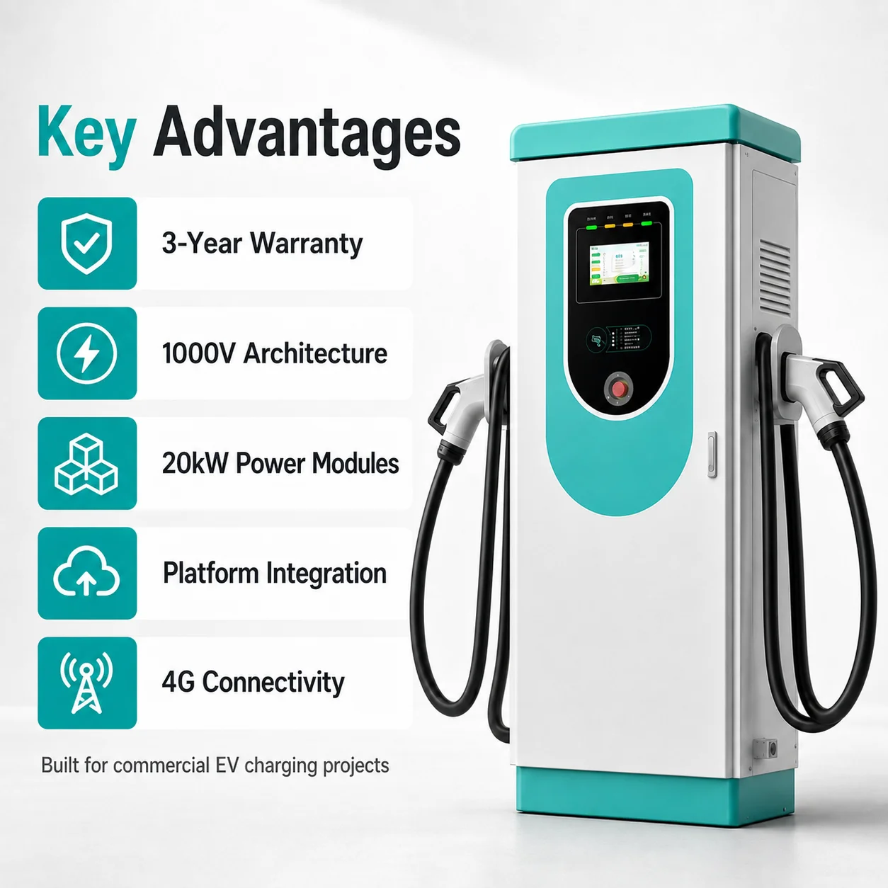 Dual  Commercial EV Charging Station 60kW 80kW 120kW 160kW DC Fast Charger with 7 Inch Screen OCPP 1.6J/2.0.1 CE Certified