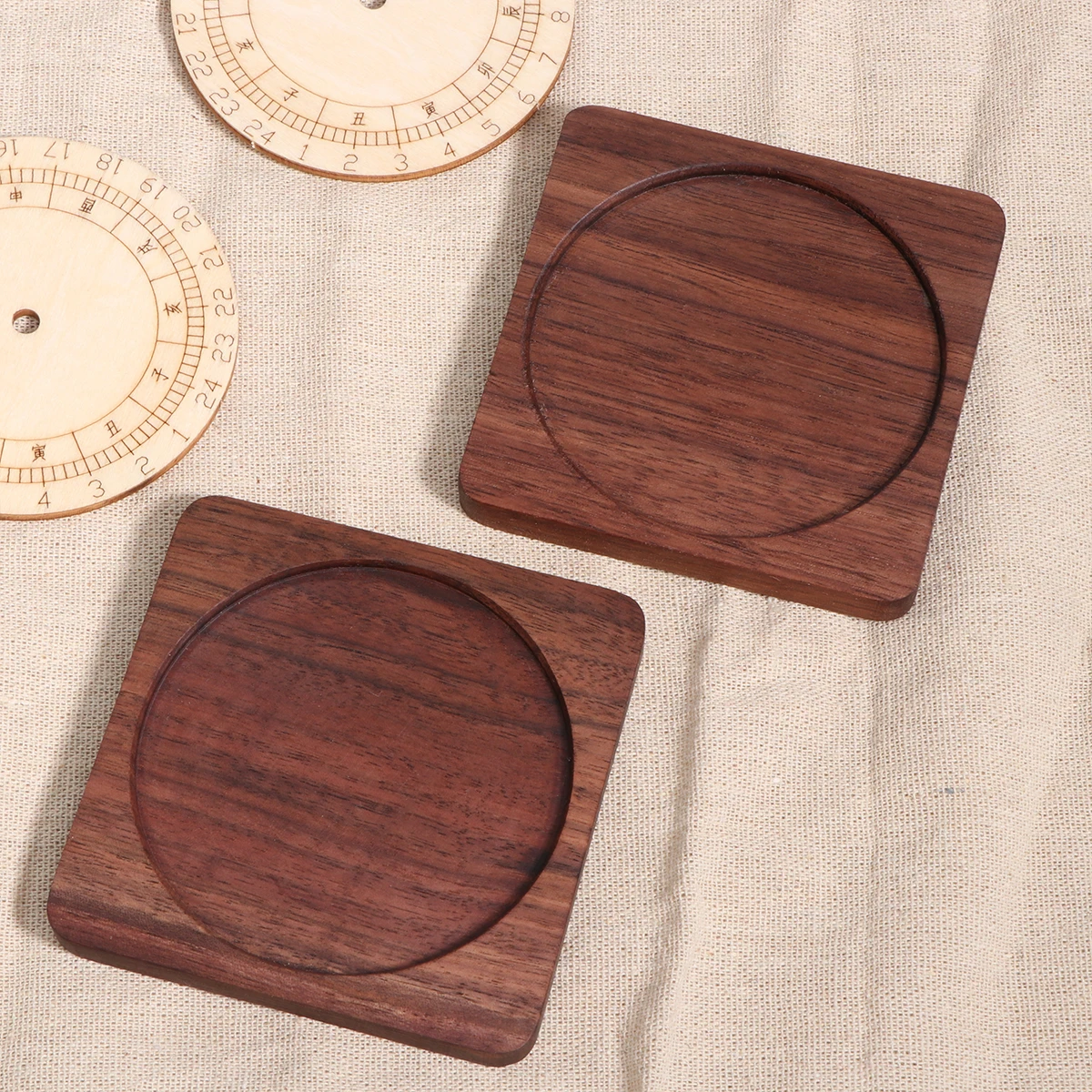 

2pcs Wooden Coaster Premium Non- Mat Heat Insulation Pad For Home Restaurant Hotel Use Eco-Friendly Table Protection