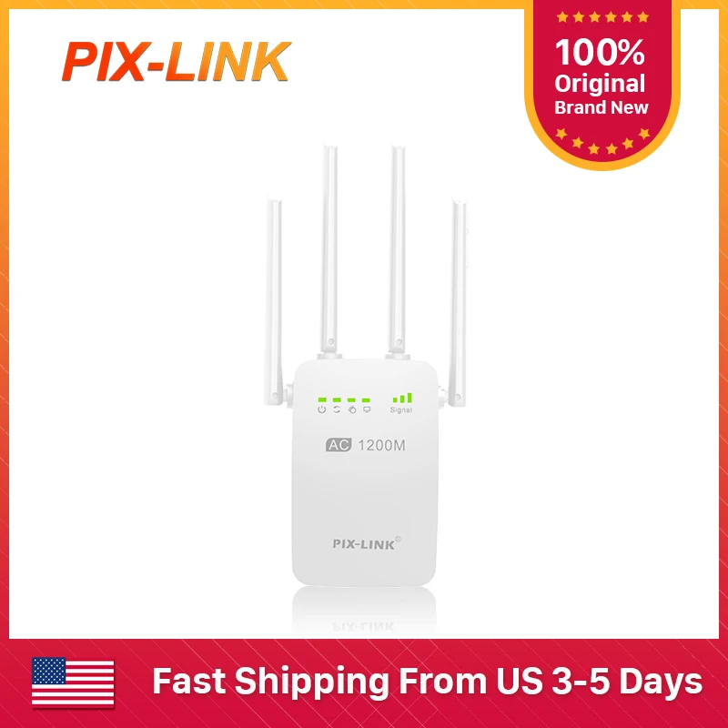 

PIXLINK AC05 1200Mbps Dual Band Wifi Repeater 2.4G&5GHz Wireless Extender 802.11ac Wi-Fi Amplifier ​Long Range 2 Antennas