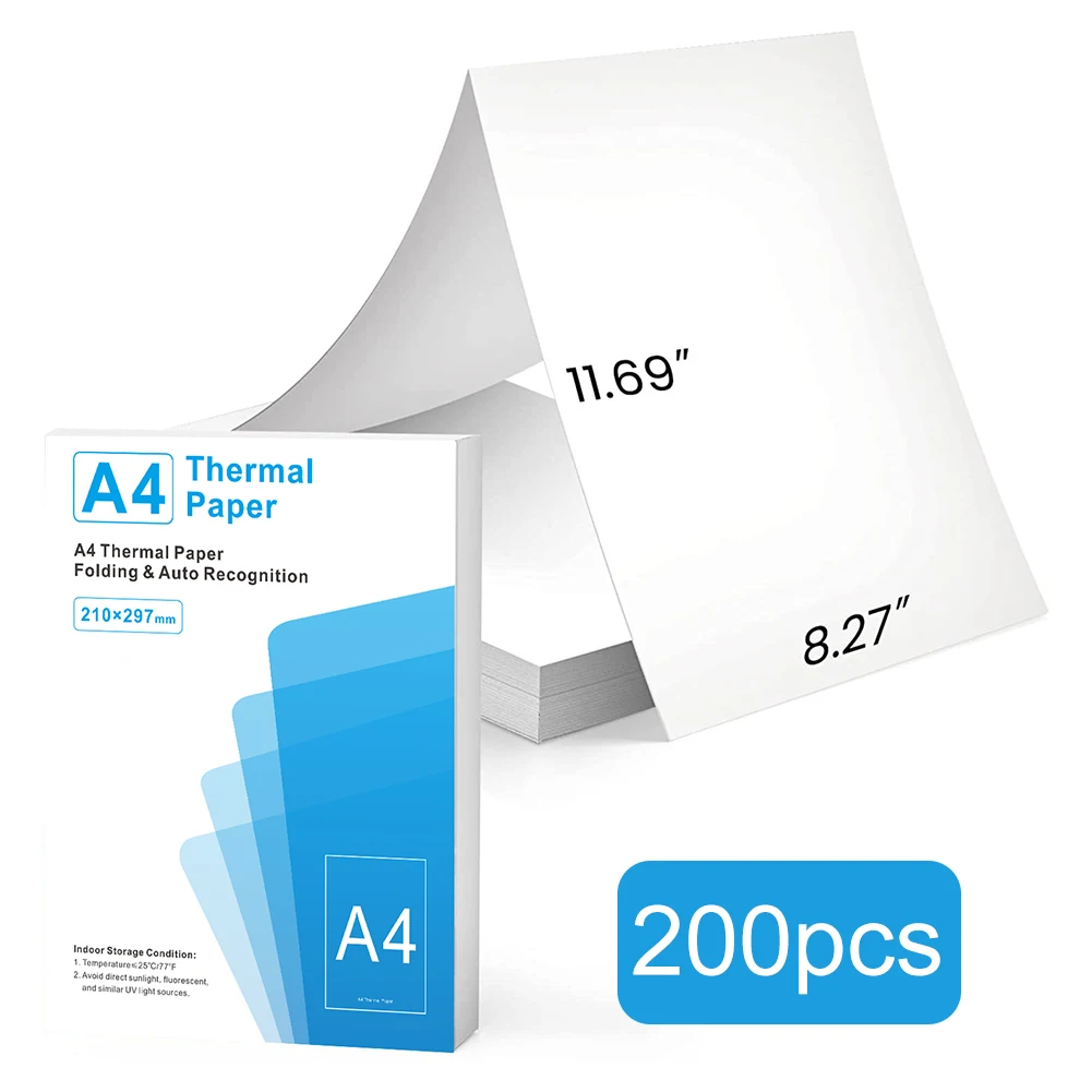 100/200 Sheets A4 Thermal Paper Folding Continuous Printing Paper Auto Recognition Multipurpose Printing Paper